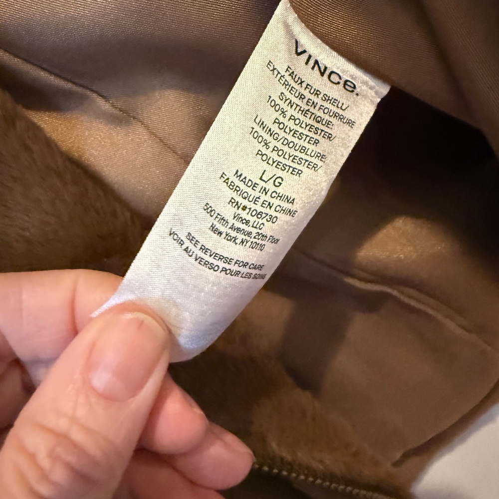 Vince Faux Fur zip moto jacket size Large - Picture 12 of 12